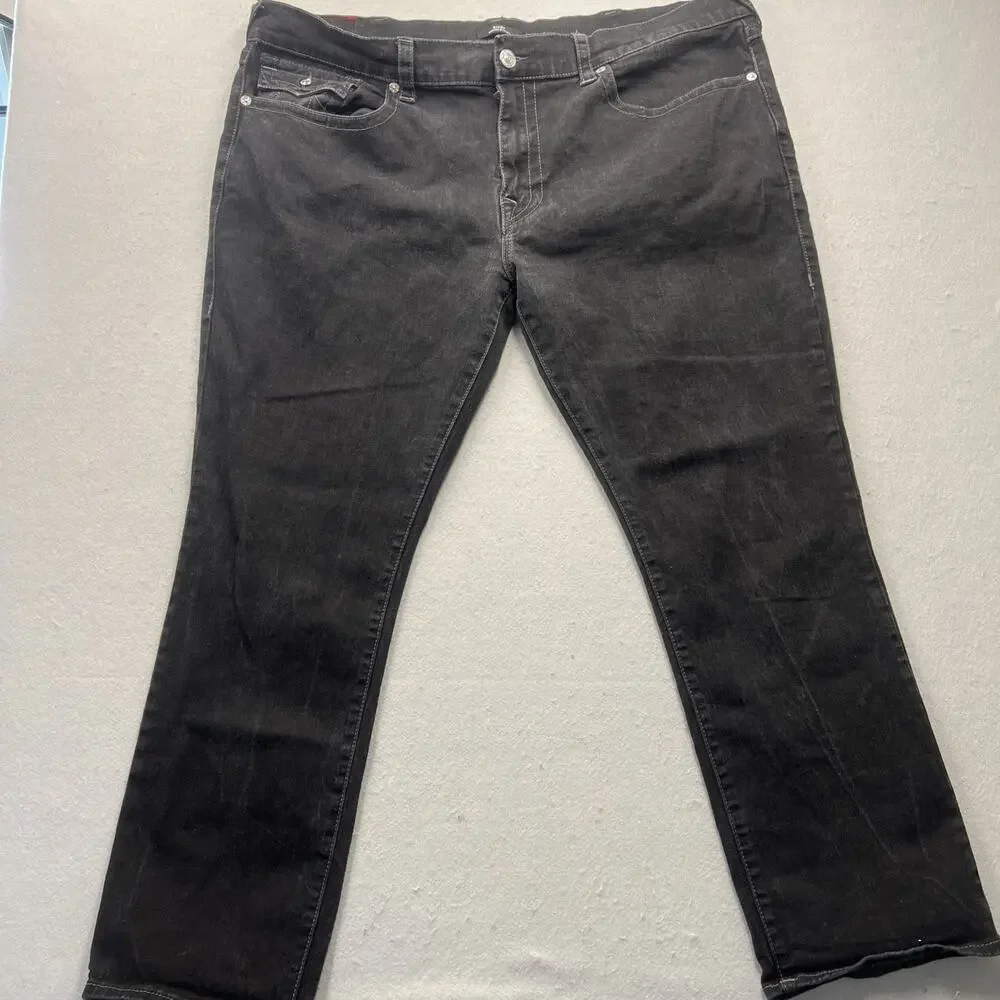 True Religion‎ Ricky Jeans 44x32 Mens Black Relaxed Straight Flap Pocket